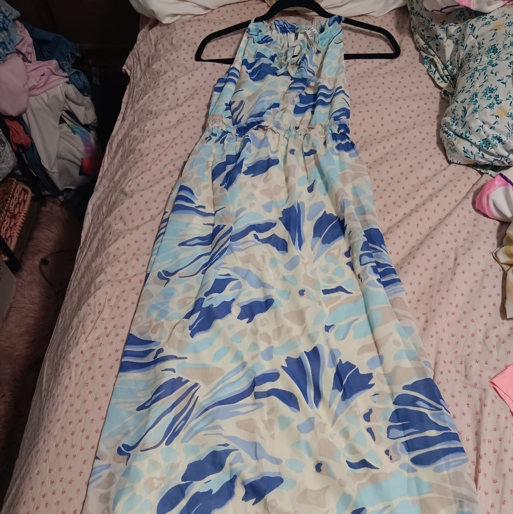 Nwot Japna Blue and Cream Dress Size Xsmall